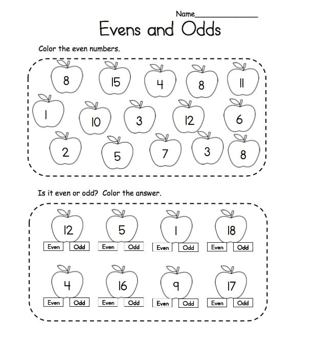 Odd & Even Numbers Worksheet Free Photo