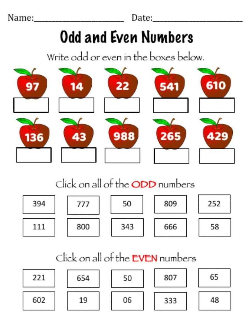 Odd & Even Numbers Worksheet Free Picture