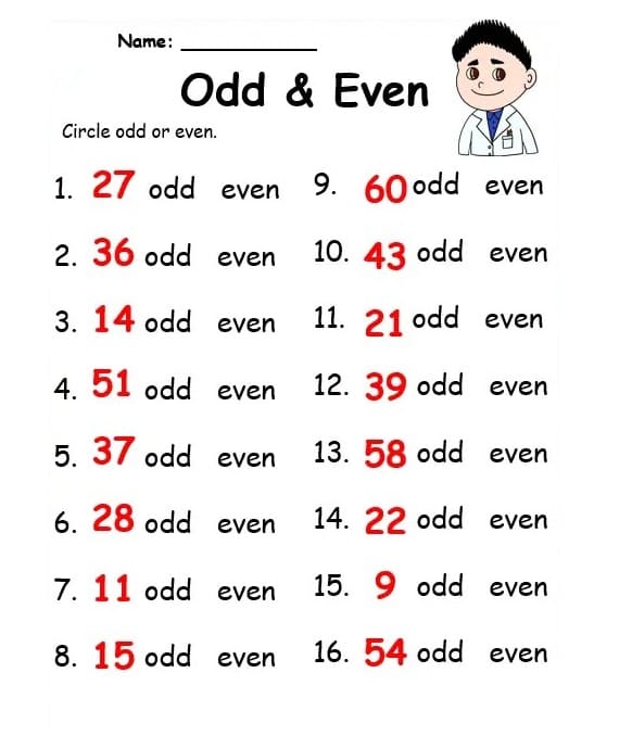 Odd & Even Numbers Worksheet Photo