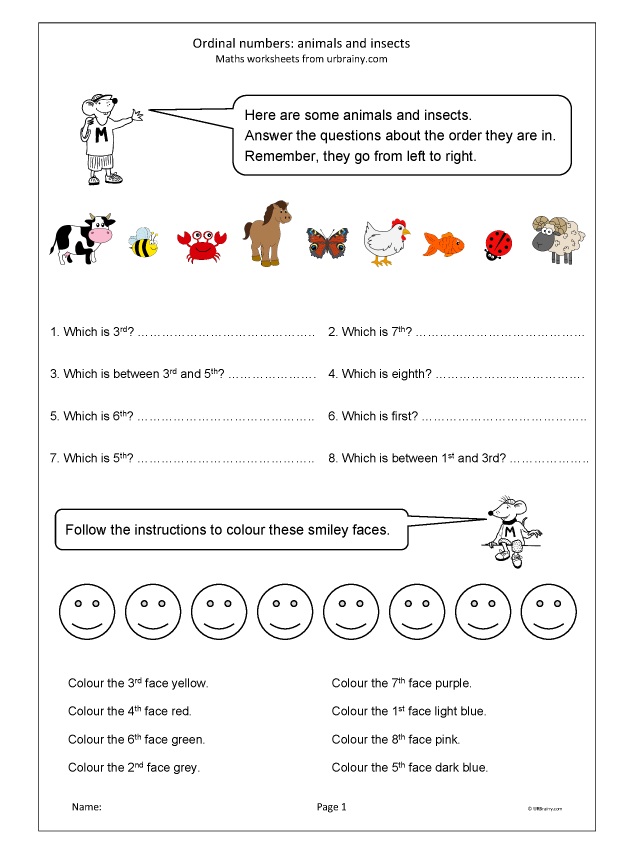 Ordinal Numbers Worksheet For Kids