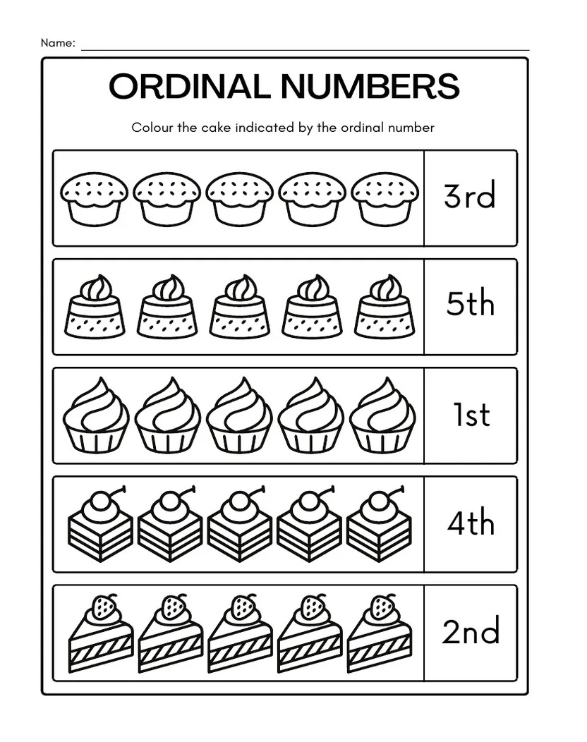 Ordinal Numbers Worksheet Image