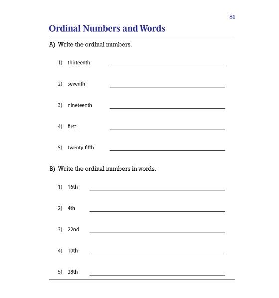 Ordinal Numbers Worksheet Photo