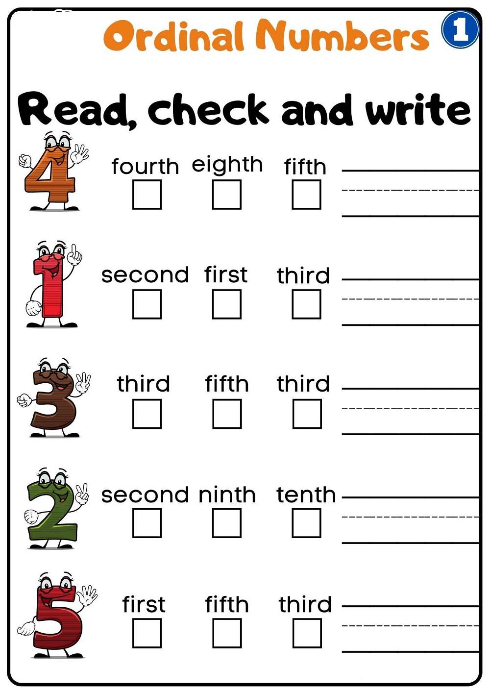 Ordinal Numbers Worksheet Pictures