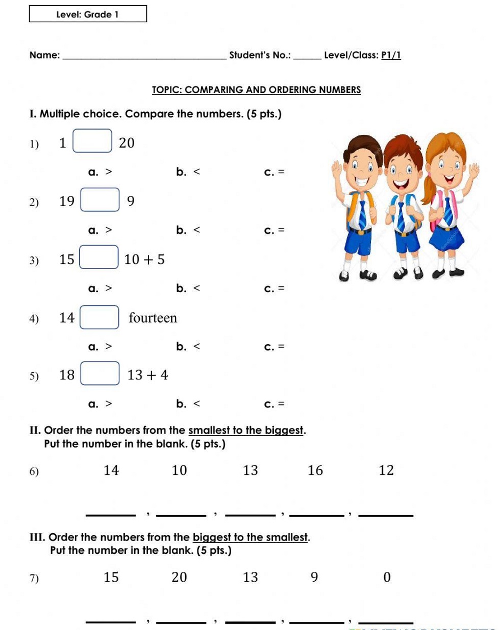 Perfect Comparing Worksheet