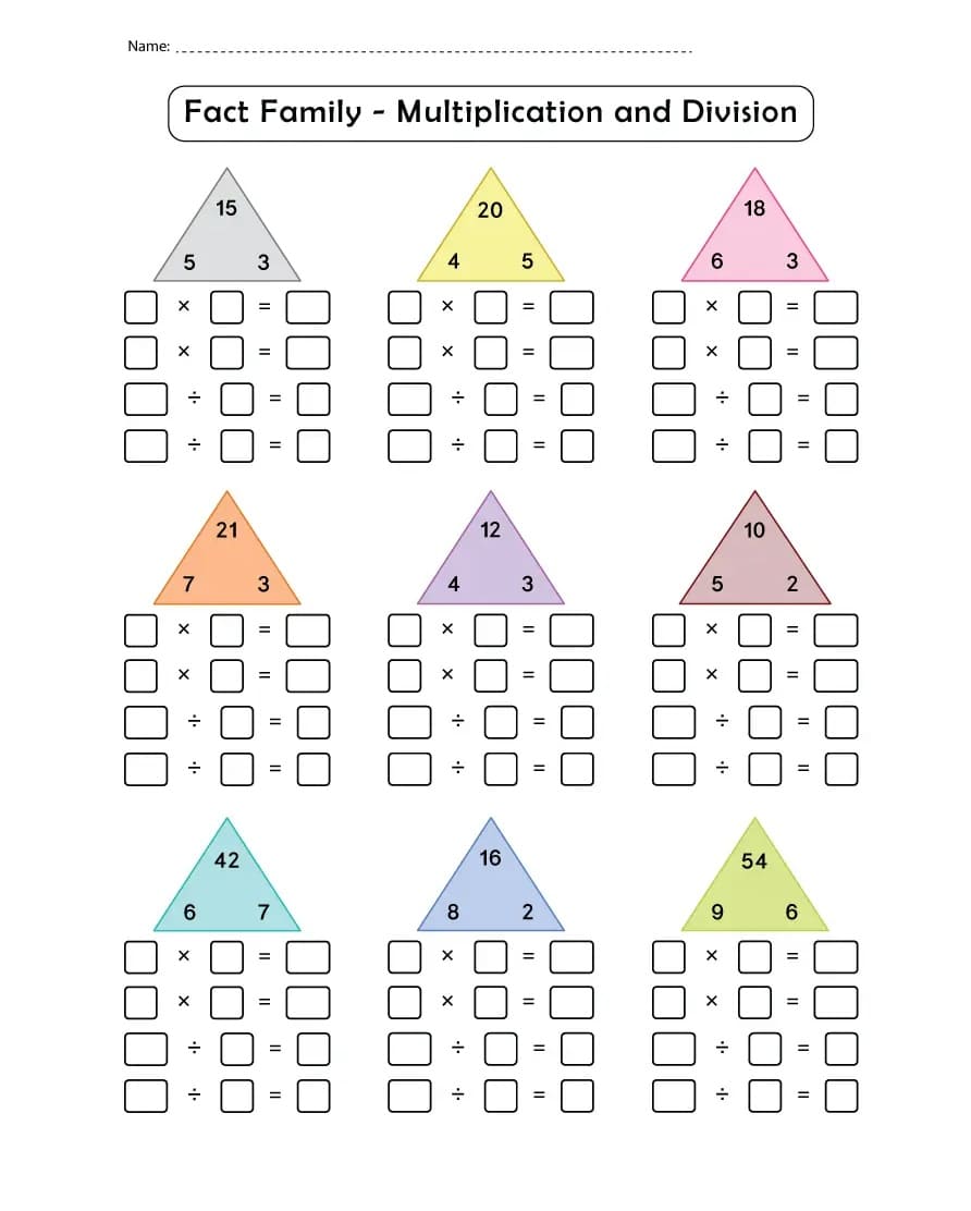 Picture of Fact Family Worksheets