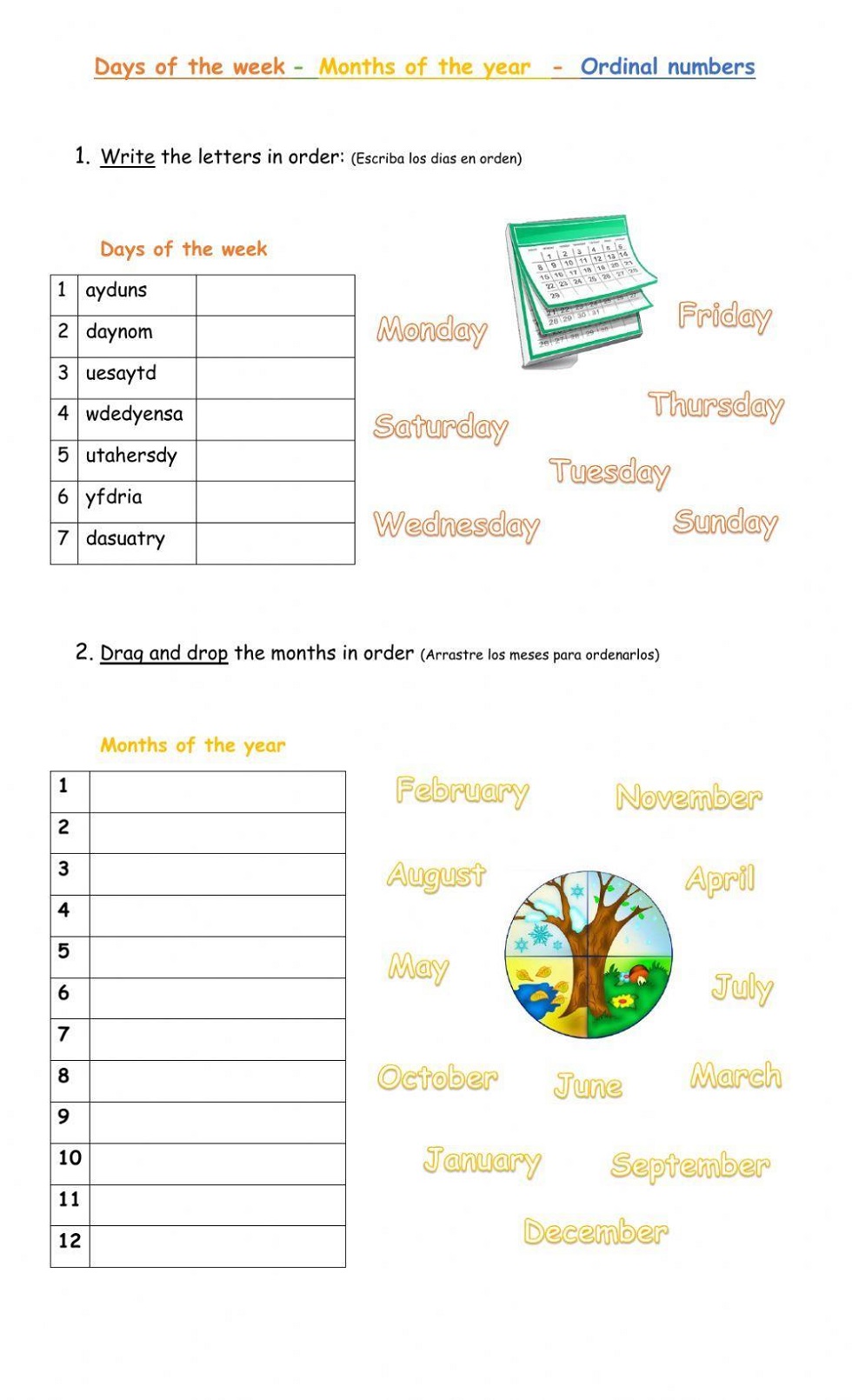 Simple Ordinal Numbers Worksheet