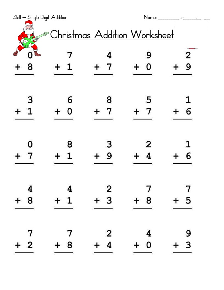 Single Digit Addition Worksheet Free For Kids