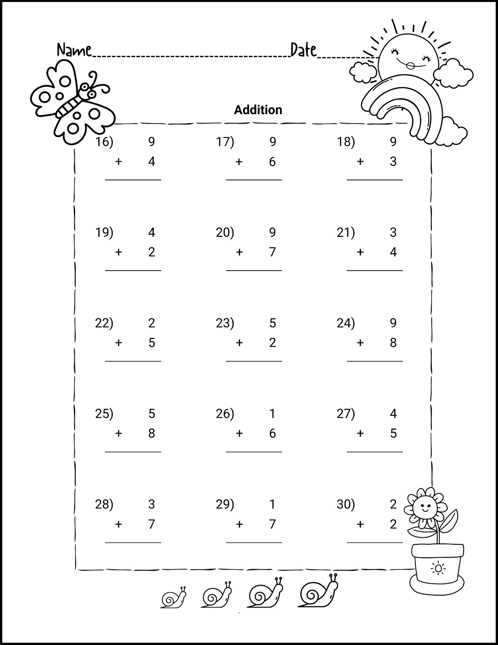 Single Digit Addition Worksheet Images