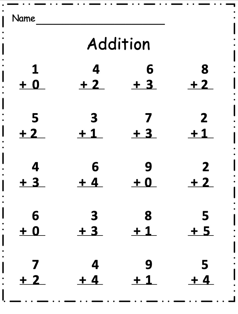 Single Digit Addition Worksheet Pictures