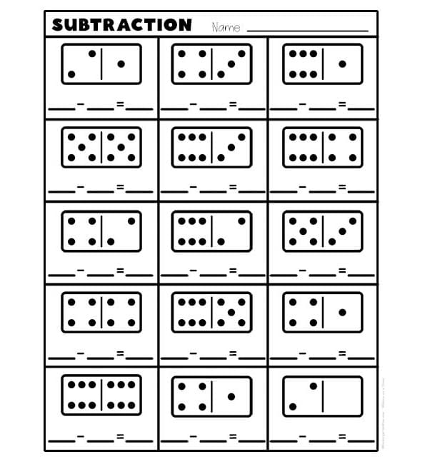 Subtraction Dominos Worksheet For Free