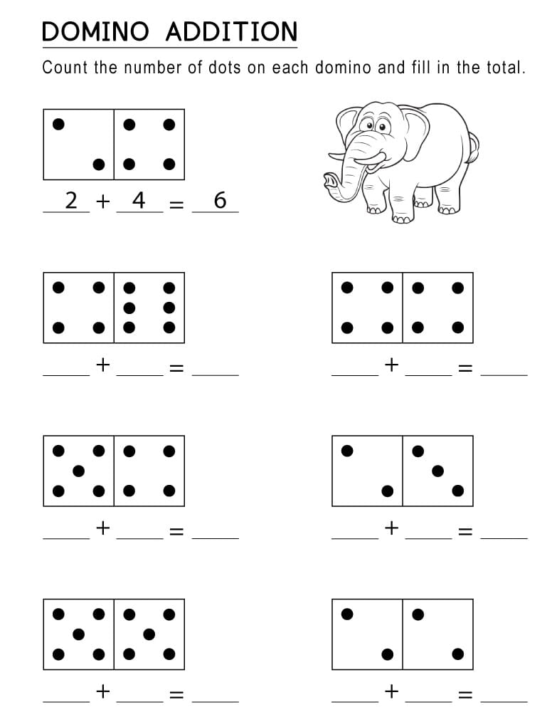 Subtraction Dominos Worksheet For Kid