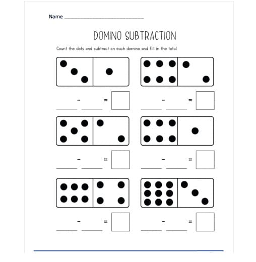 Subtraction Dominos Worksheet Free Image