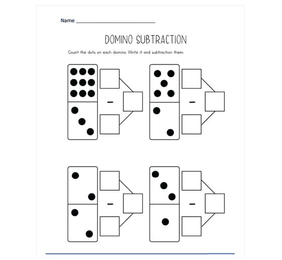 Subtraction Dominos Worksheet Free Photo