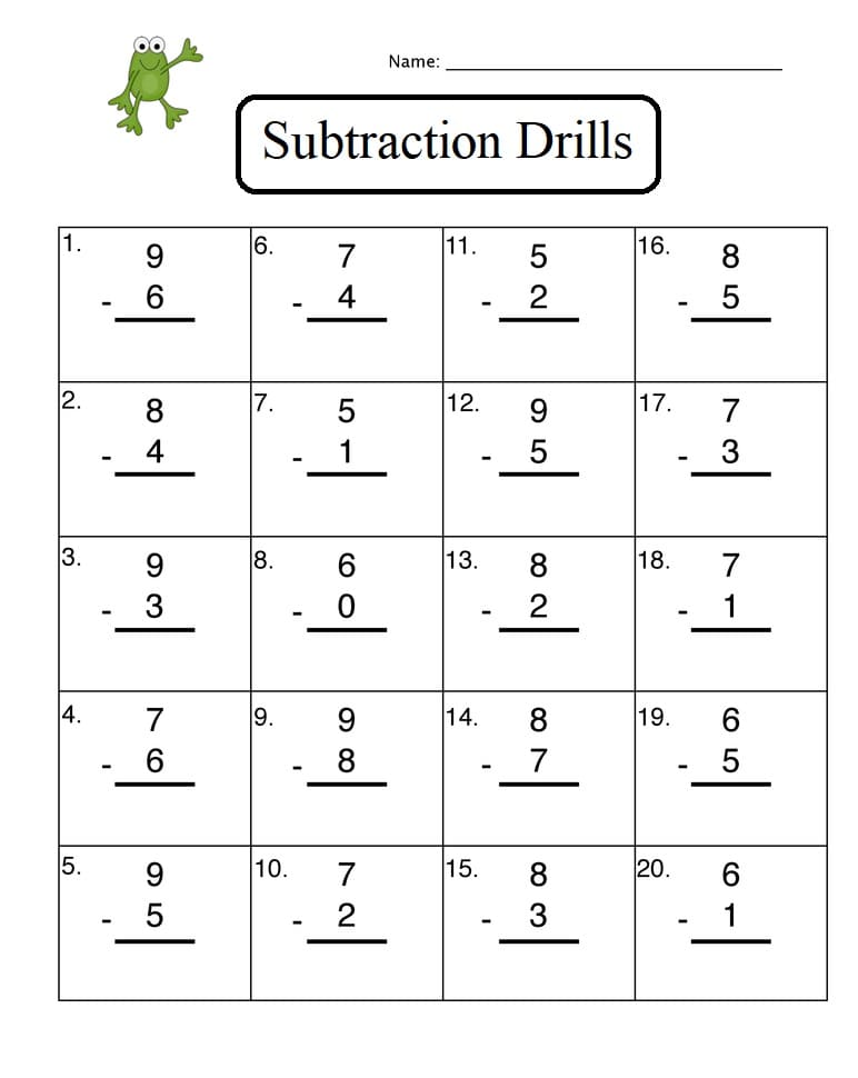 Subtraction Drills Download