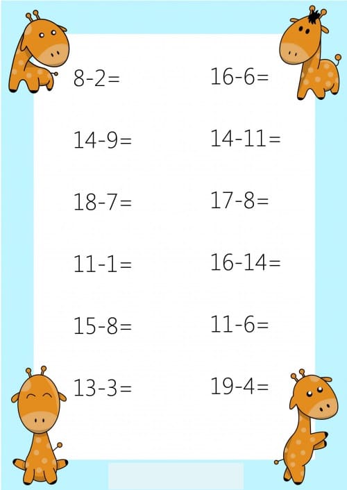 Subtraction Drills For Kid