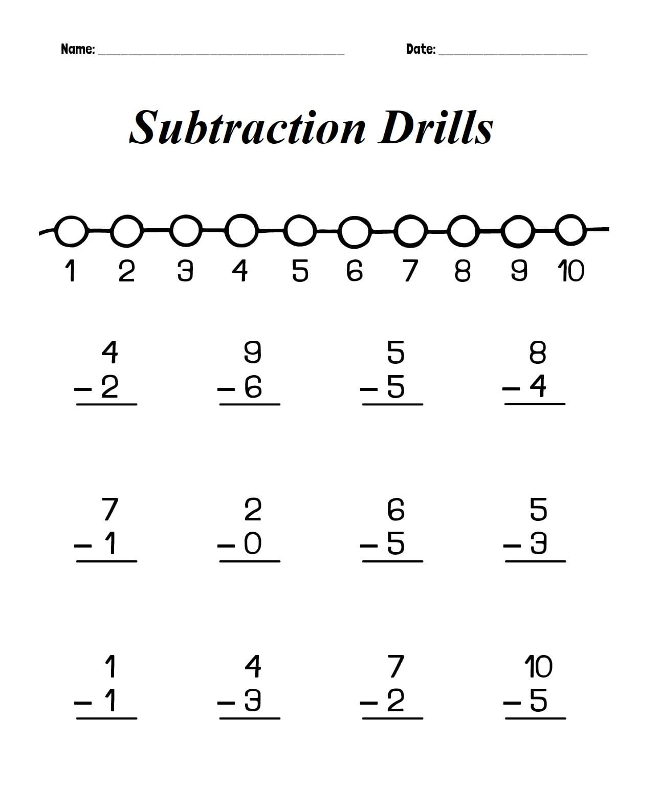 Subtraction Drills Free Images