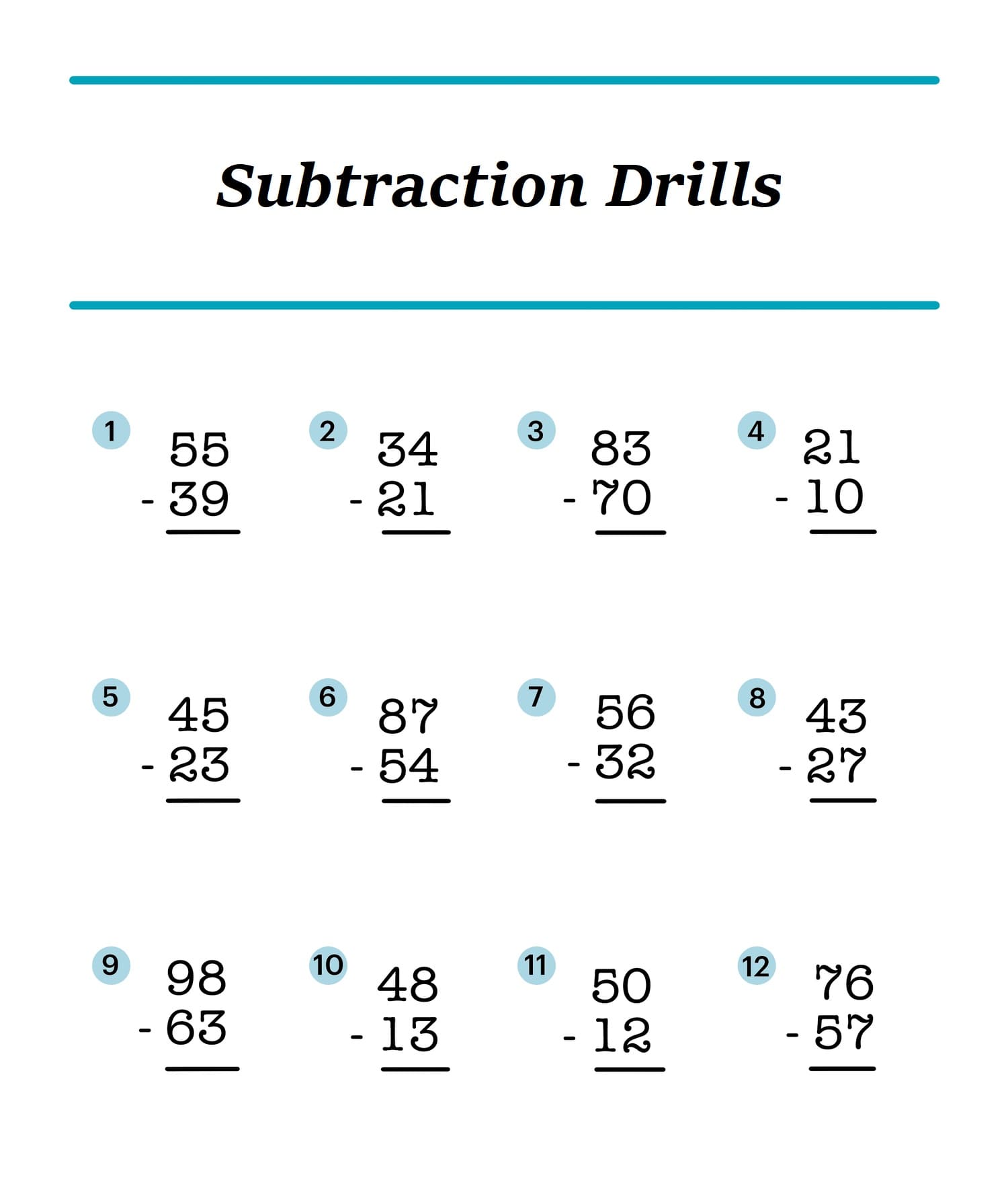 Subtraction Drills Free Photo