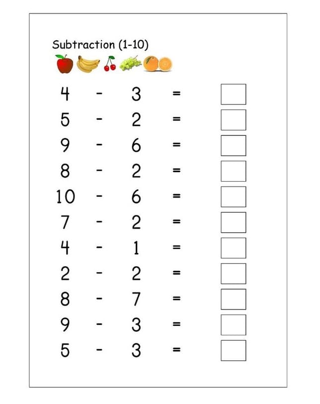 Subtraction Drills Image