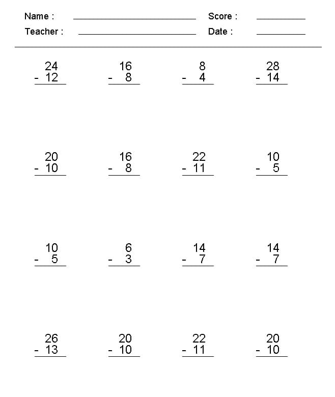 Subtraction Drills Images