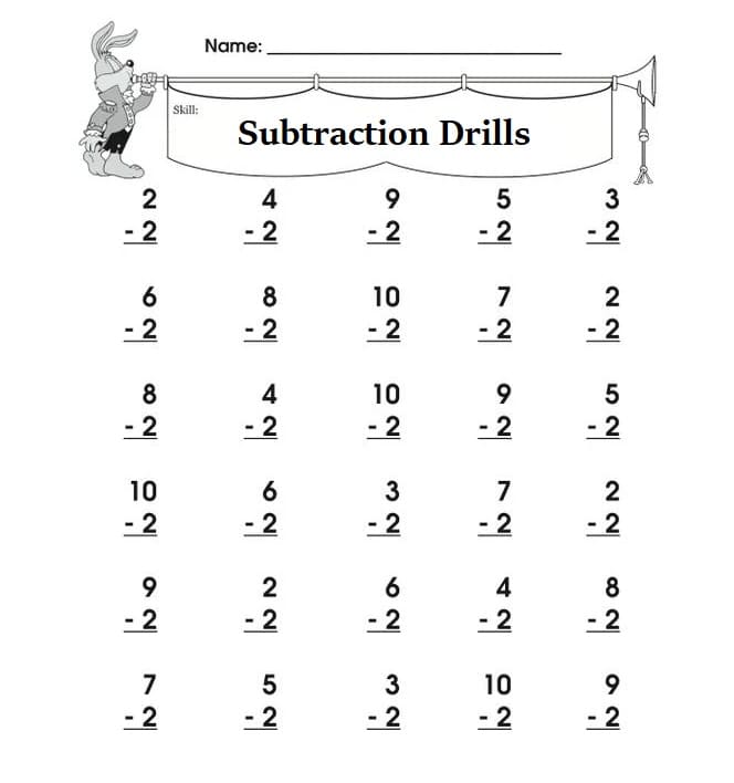 Subtraction Drills Pictures