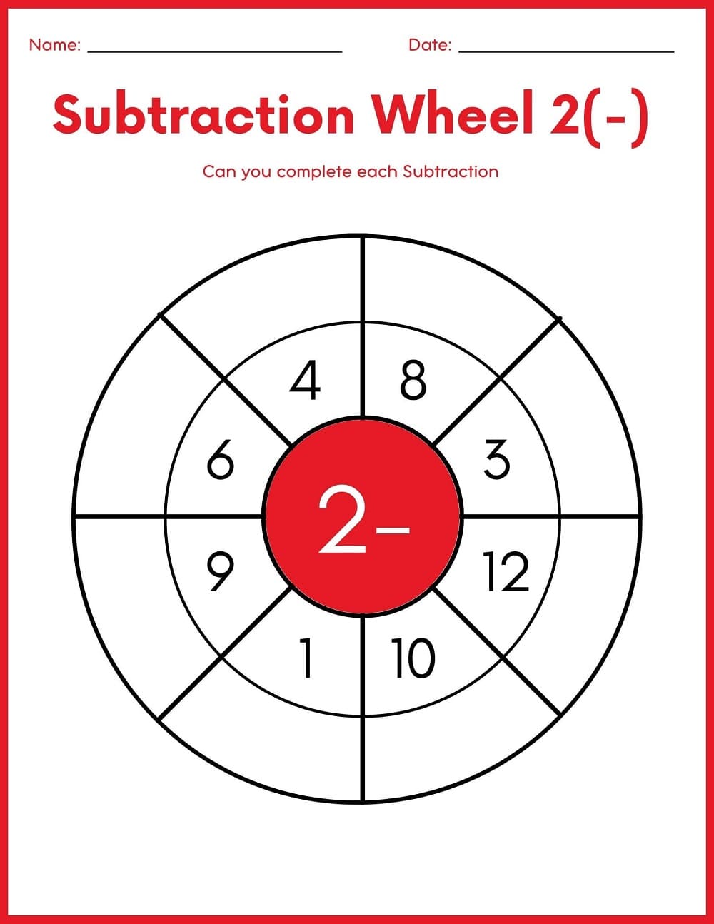 Subtraction Wheel For Free