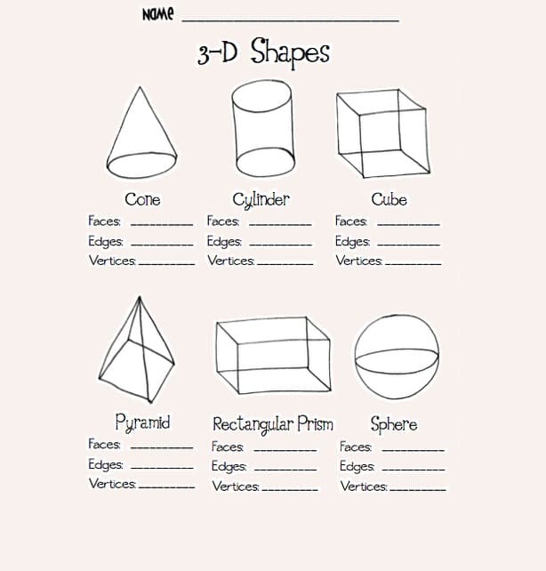 3D Shapes Worksheet Download Free