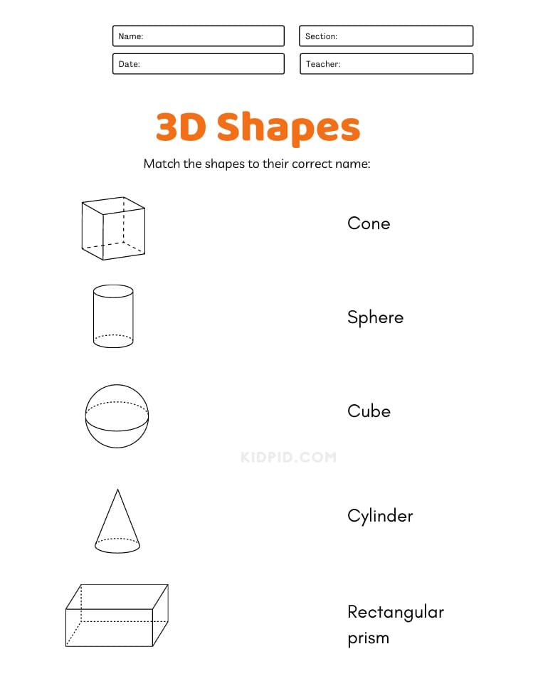 3D Shapes Worksheet Photo