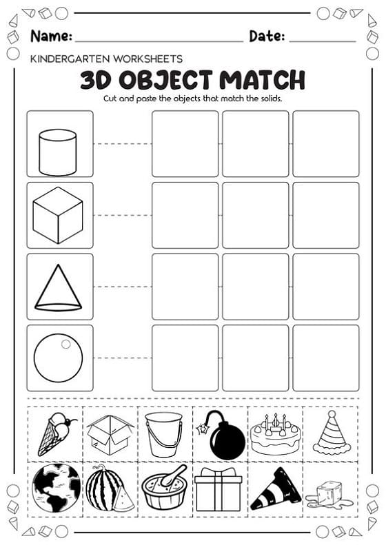 3D Shapes Worksheet Picture