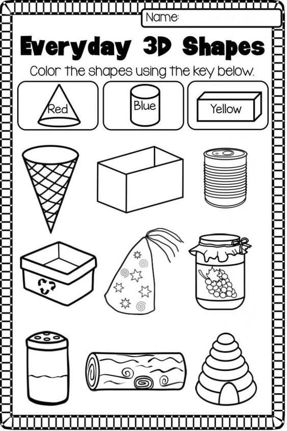 3D Shapes Worksheet Pictures