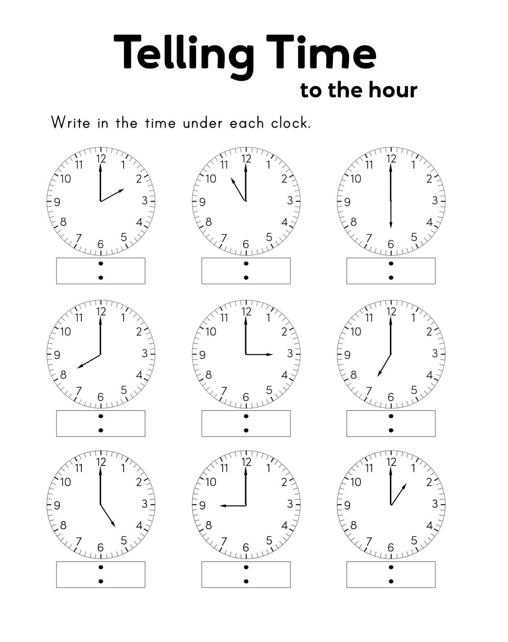 Amazing Telling Time Worksheet