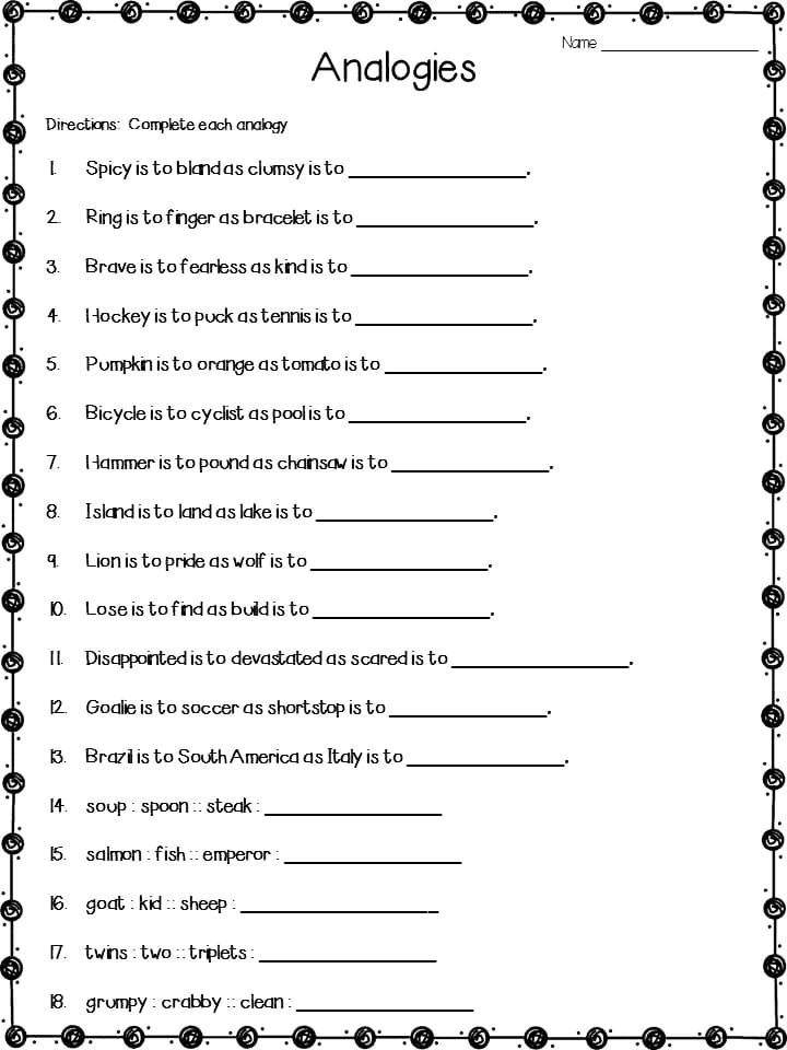 Analogies Worksheet For Fun