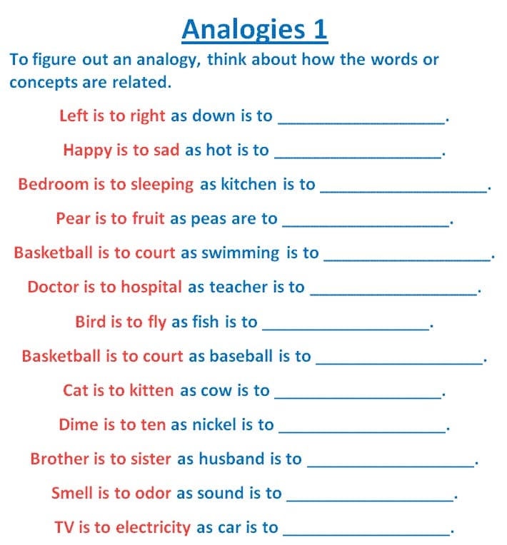 Analogies Worksheet Free Image