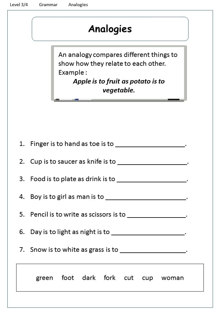 Analogies Worksheet Free Images