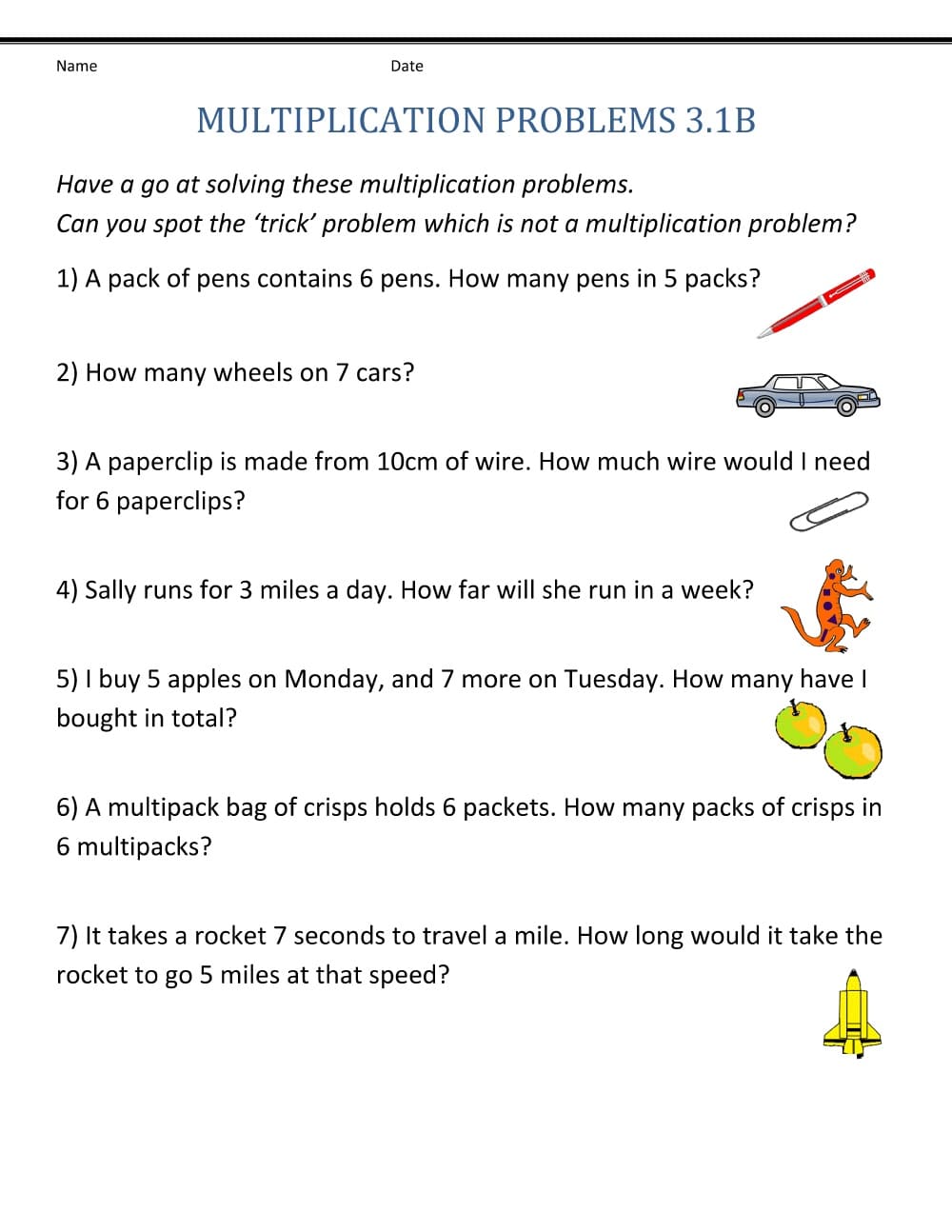 Basic Multiplication Word Problem