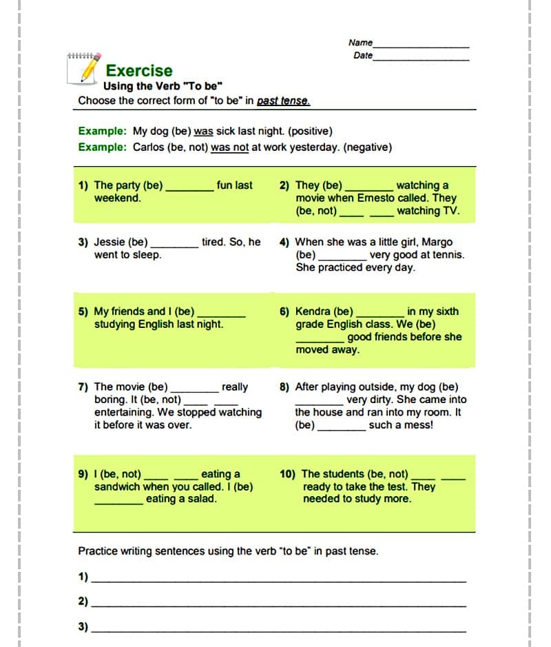 Basic Verb Tense Worksheet