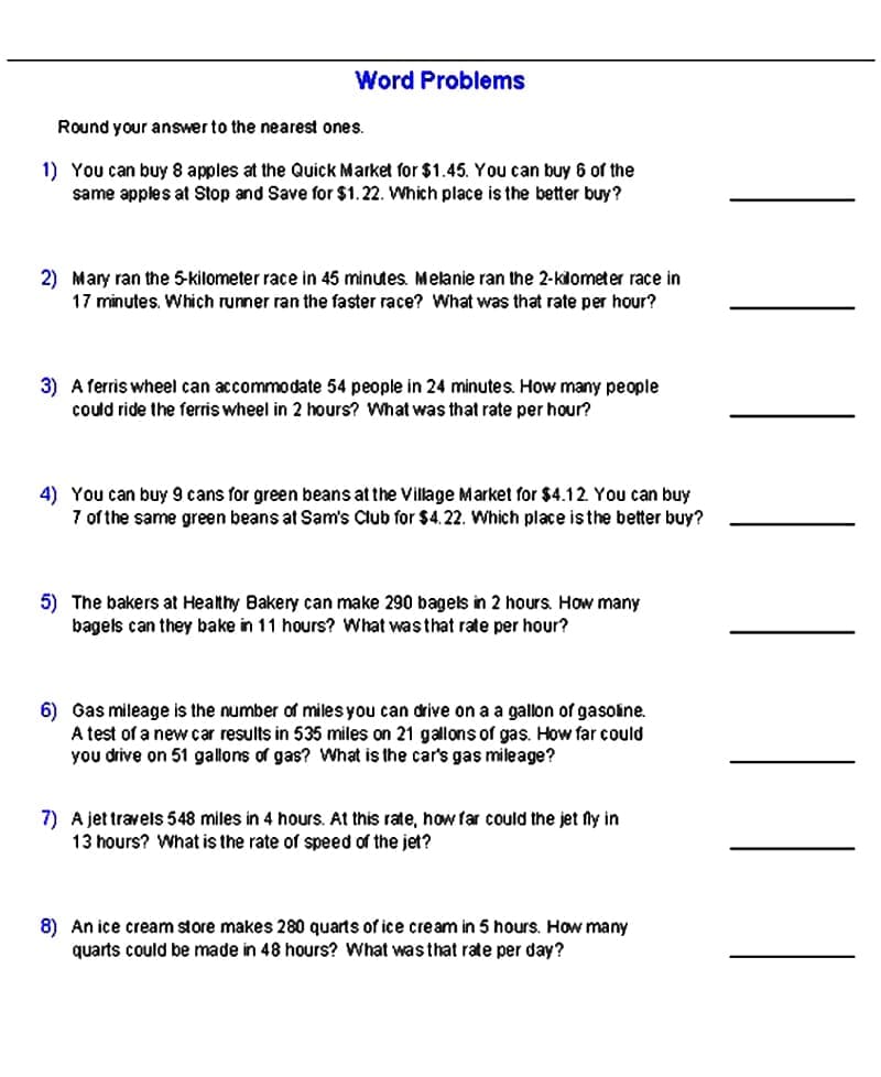 Changes in Mean Word Problems Worksheet For Kid