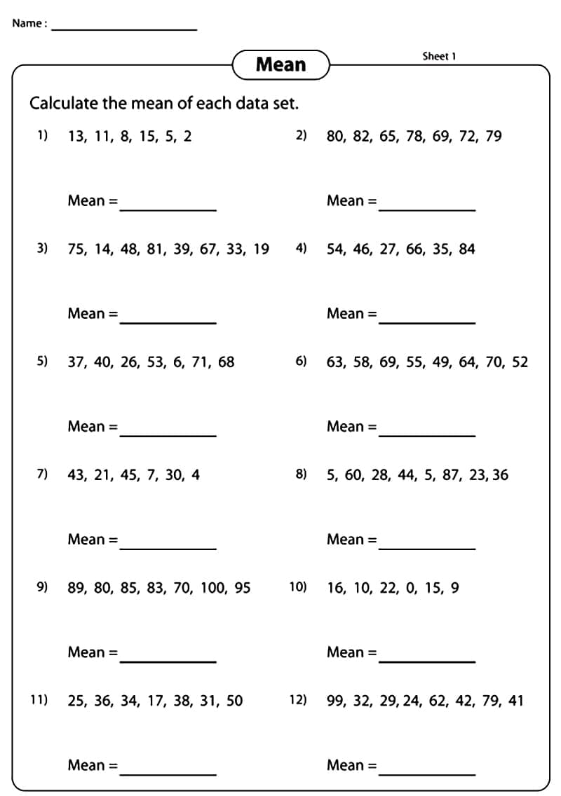 Changes in Mean Word Problems Worksheet Free For Kid