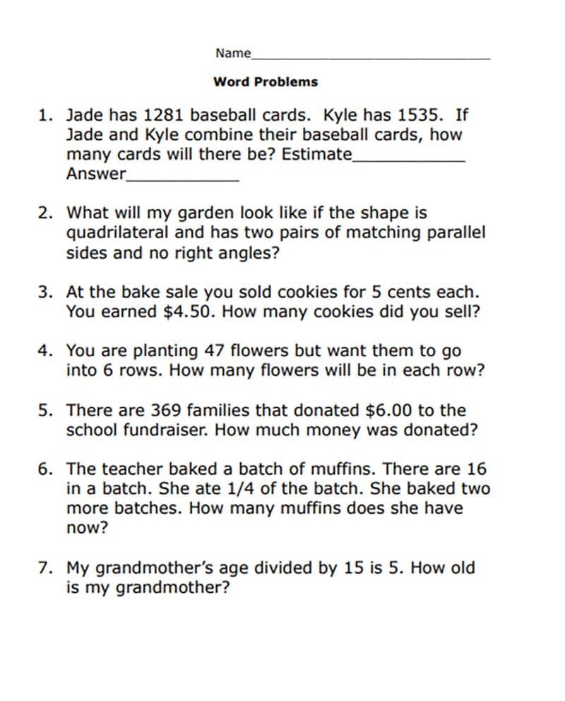 Changes in Mean Word Problems Worksheet Free Picture