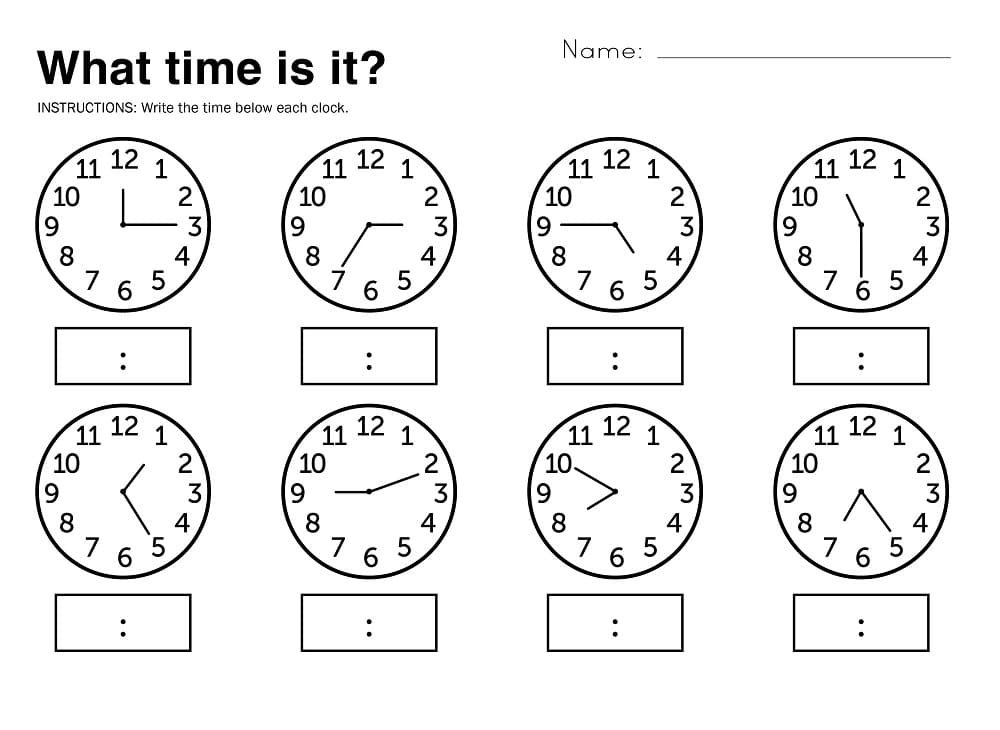 Classic Telling Time Worksheet