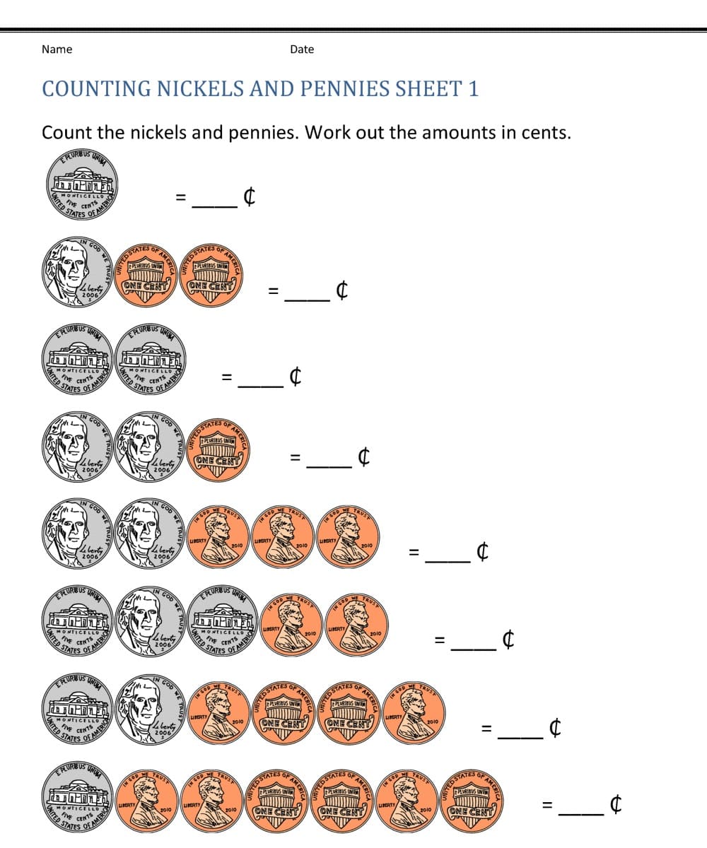 Counting Money Worksheet Free Image