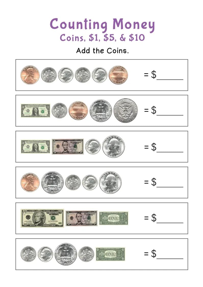 Counting Money Worksheet Free Images