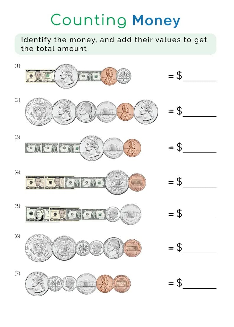 Counting Money Worksheet Free Photos