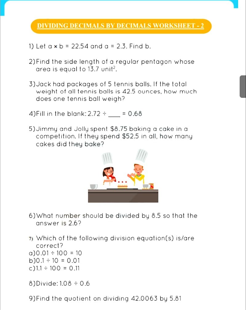 Dividing Decimals Worksheet Free Images