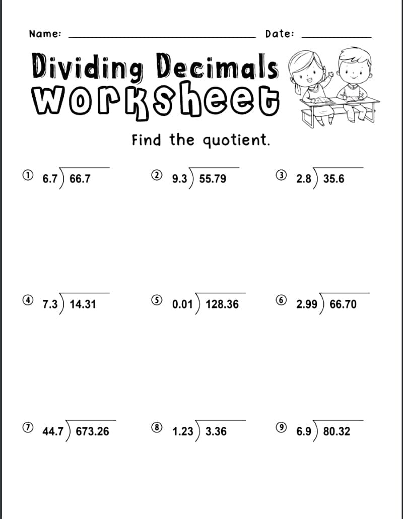 Dividing Decimals Worksheet Photo Download