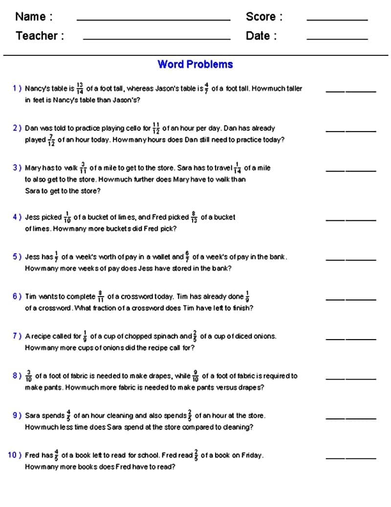 Dividing Fractions Word Problems Download