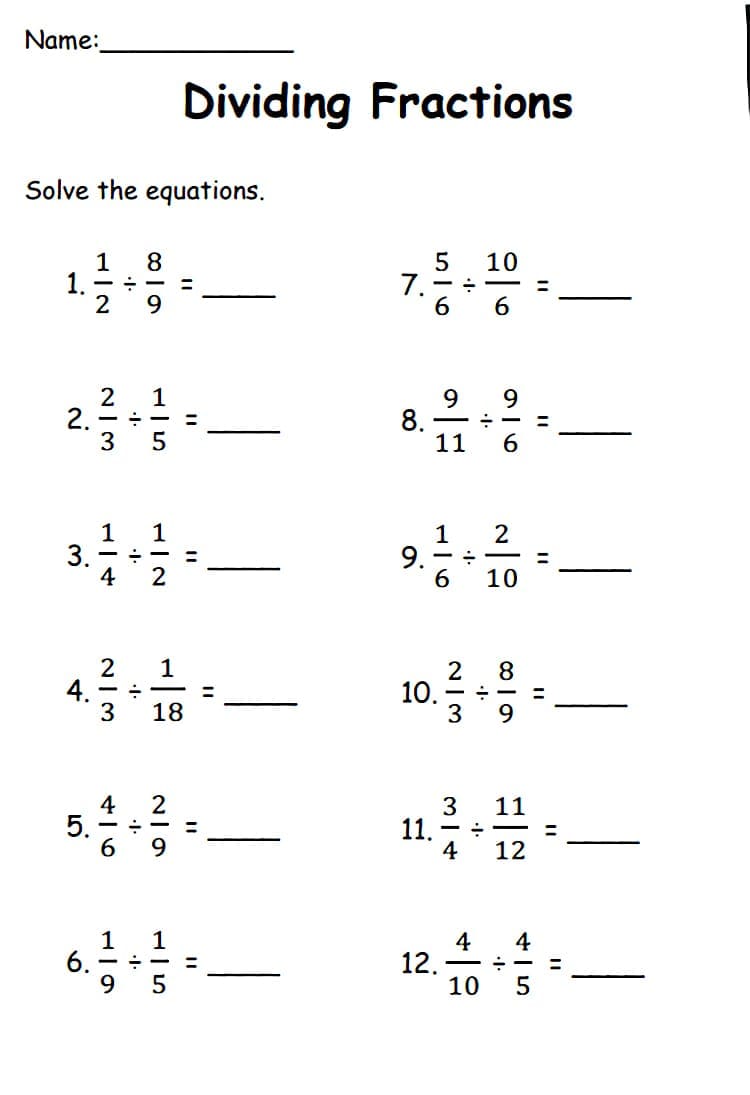 Dividing Fractions Word Problems For Adult