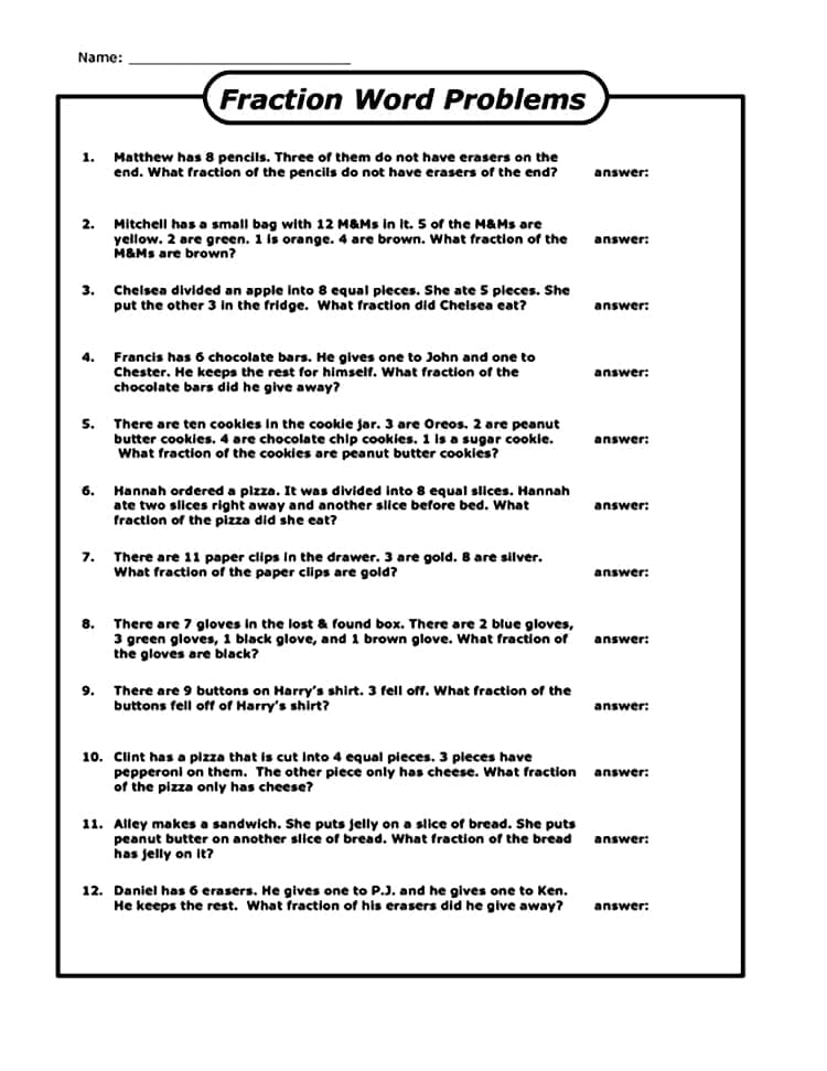 Dividing Fractions Word Problems For Kid