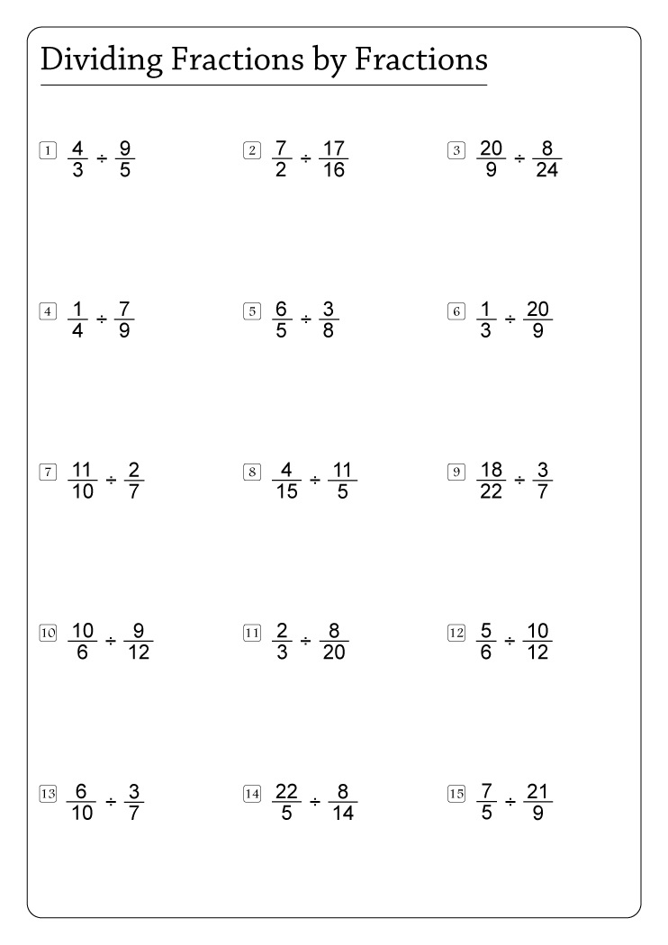 Dividing Fractions Worksheet Download