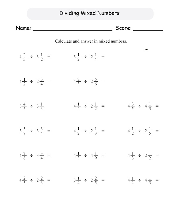 Dividing Fractions Worksheet Free Pictures