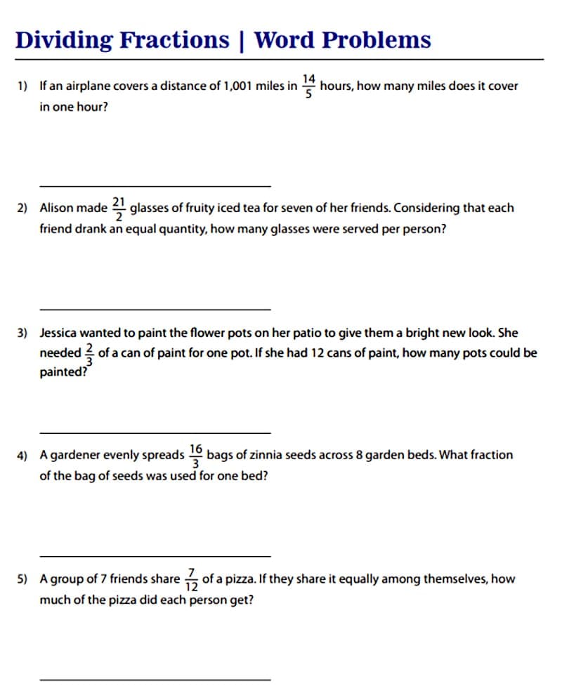 Dividing by Fractions Word Problems